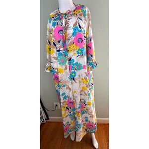 Vintage 70s Women's Cottage Fairy Dopamine Muu Muu Floral House Dress Size 4/6